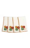 Misette Set-of-four Floral Embroidered Linen Napkins