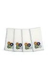 Misette Retro Flowers Linen Napkins Set Of 4 In Floral