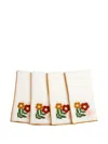 Misette Set-of-four Floral Embroidered Linen Napkins In White