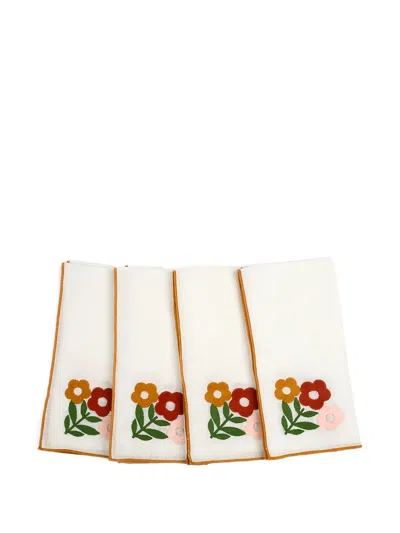 MISETTE FLORAL-EMBROIDERED NAPKINS (SET OF FOUR)