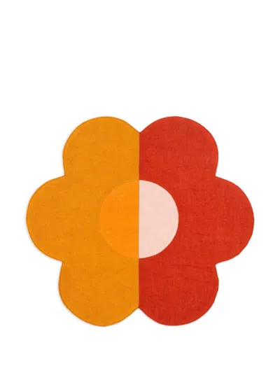 Misette Flower-shaped Linen Placemats (set Of Four) In Orange