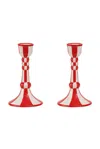 Misette Hand Painted Ceramic Candleholder In Red