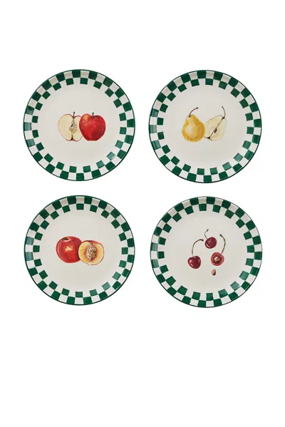 Misette Hand-painted Dinner Plates In Green