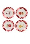 Misette Hand-painted Salad Plate In Red
