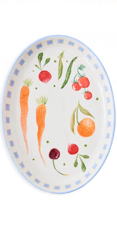 Misette Hand-painted Serving Platter Blue In White