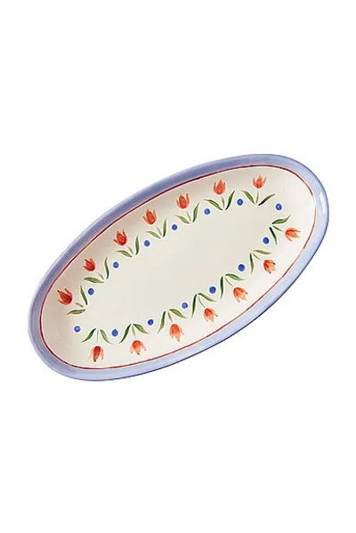 Misette Hand Painted Serving Platter In Jardin Tulips