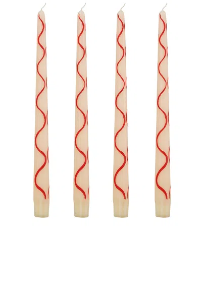 Misette Hand-painted Taper Candles In Red