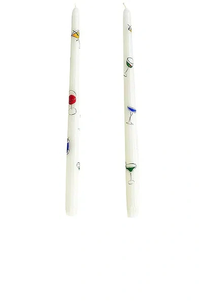 Misette Hand Painted Taper Candles Set Of 2 In Cocktails