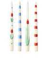 MISETTE HAND PAINTED TAPER CANDLES SET OF 4