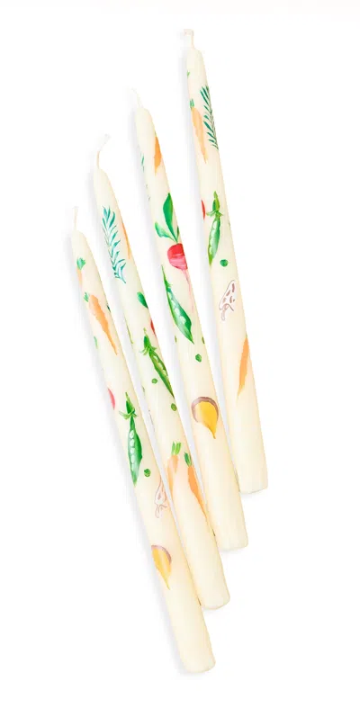 Misette Hand-painted Taper Candles Veggies In Neutral