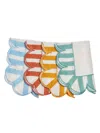 Misette Jardin 4-piece Embroidered Linen Scalloped Stripe Napkin Set In Multi