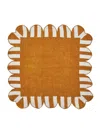 Misette Jardin Embroidered 4-piece Linen Scalloped Stripe Napkin Set In Amber