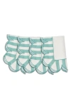 Misette Jardin 4-piece Embroidered Linen Scalloped Stripe Napkin Set In Green