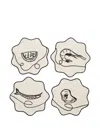 Misette Line Drawing Linen Coasters (set Of Four) In Neutral
