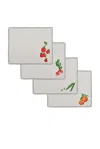 Misette Linen Embroidered Rectangular Placemats In Green