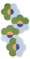 Misette Linen Patchwork Placemats Set Of 4 Floral/green/blue In Floral/green/blue