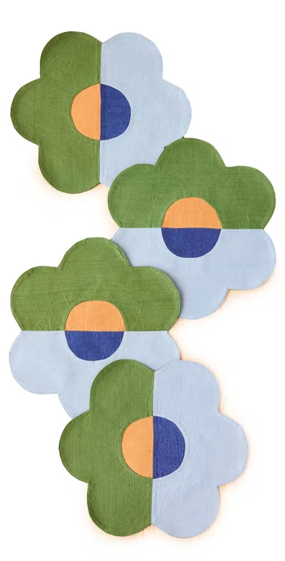 Misette Linen Patchwork Placemats Set Of 4 Floral/green/blue