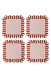 Misette Scallop Stripe 4-pack Linen Napkins In Dark Base Red