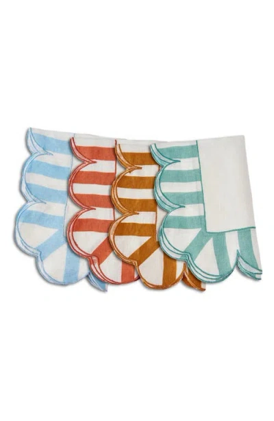 MISETTE MISETTE SCALLOP STRIPE 4-PACK LINEN NAPKINS