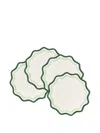 Misette Scalloped-edge Linen Placemats (set Of Four) In Green