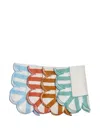 Misette Jardin 4-piece Embroidered Linen Scalloped Stripe Napkin Set In Multi