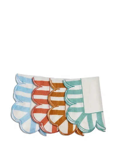 MISETTE SCALLOPED-EDGE STRIPED NAPKINS (SET OF FOUR)