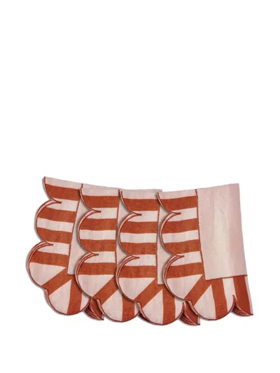 Misette Scalloped-edge Striped Napkins (set Of Four) In Multi