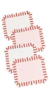 Misette Scalloped Stripe Double Sided Placemats Set Of 4 Red