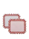 Misette Scalloped Stripe Placemat In Red