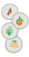 Misette Set Of 4 Embroidered Linen Coasters Multicolor In Multicolor
