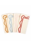 Misette Colorblock Linen Four-piece Napkin Set In Color Block - Multicolor