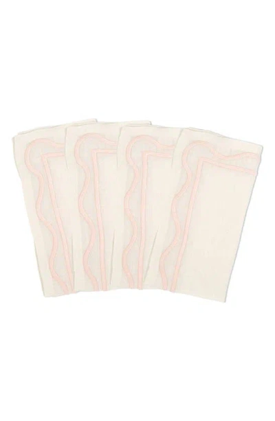 MISETTE MISETTE SET OF 4 EMBROIDERED LINEN NAPKINS