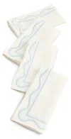 Misette Set Of 4 Linen Embroidered Napkins Blue In Blue