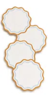 Misette Set Of 4 Linen Embroidered Place Mats Blue/amber