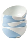 Misette Colorblock Four-piece Cereal Bowl Set In Blue White