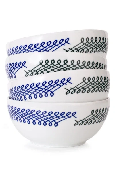 Misette Ribbon 4-piece Cereal Bowl Set In Blue