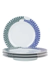 Misette Set Of 4 Porcelain Dinner Plates In Blue/green