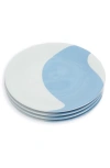 Misette Colorblock Four-piece Dinner Plate Set In Blue White