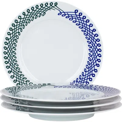 Misette Set Of 4 Porcelain Salad Plates In Blue/green