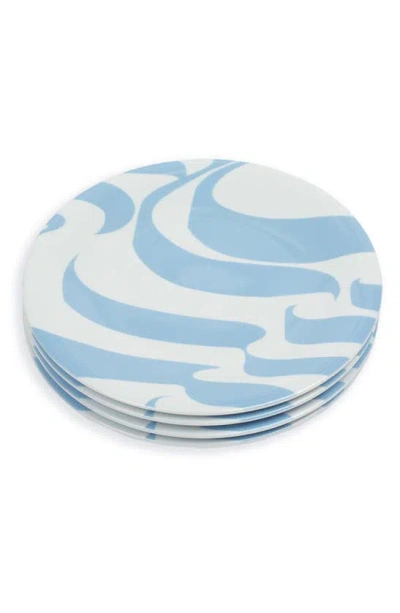 Misette Set Of 4 Porcelain Salad Plates In Blue