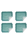 Misette Set-of-four Jardin Embroidered Linen Placemats In Green