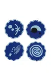 Misette Set-of-four Embroidered Linen Coasters