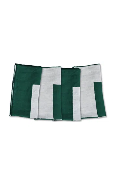 MISETTE SET-OF-FOUR EMBROIDERED LINEN NAPKINS