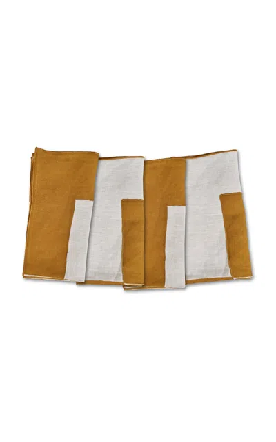 MISETTE SET-OF-FOUR EMBROIDERED LINEN NAPKINS