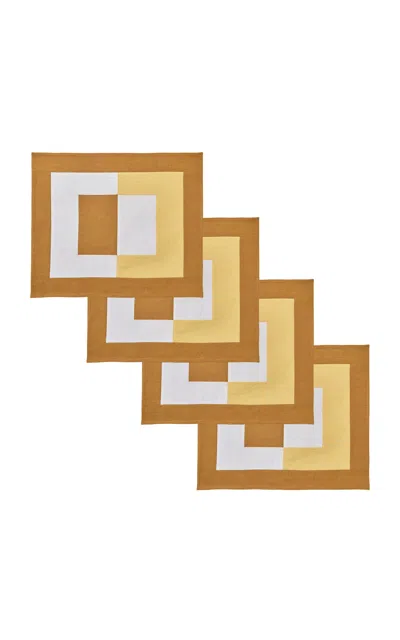 MISETTE SET-OF-FOUR EMBROIDERED LINEN PLACEMATS