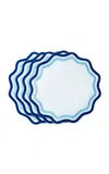 Misette Set-of-four Embroidered Linen Placemats In Blue