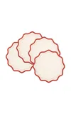 Misette Contrasting Trim Wavy Placemats Set Of 4 In Red