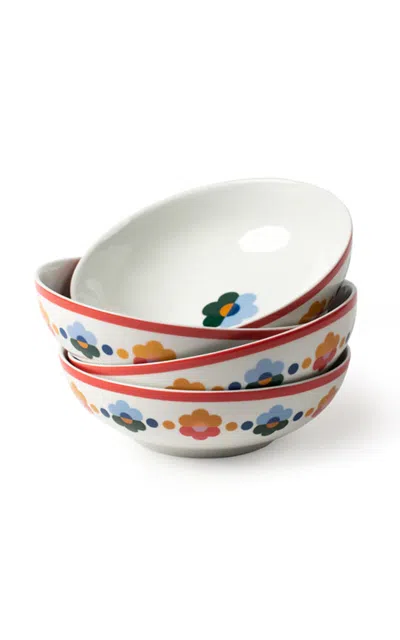 Misette Set Of 4 Porcelain Cereal Bowls In Floral