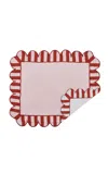 Misette Set-of-four Jardin Embroidered Linen Placemats In Red