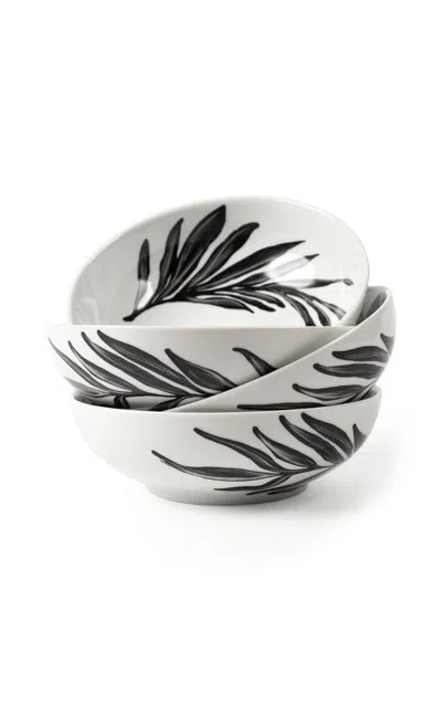 Misette Leaf Dinner Plates 4-piece Set In Monochrome